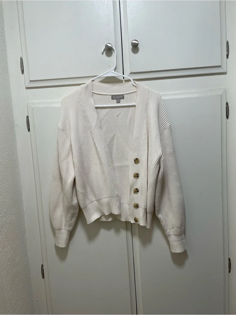 J. Crew Cream Ribbed Women's Cardigan Sweater